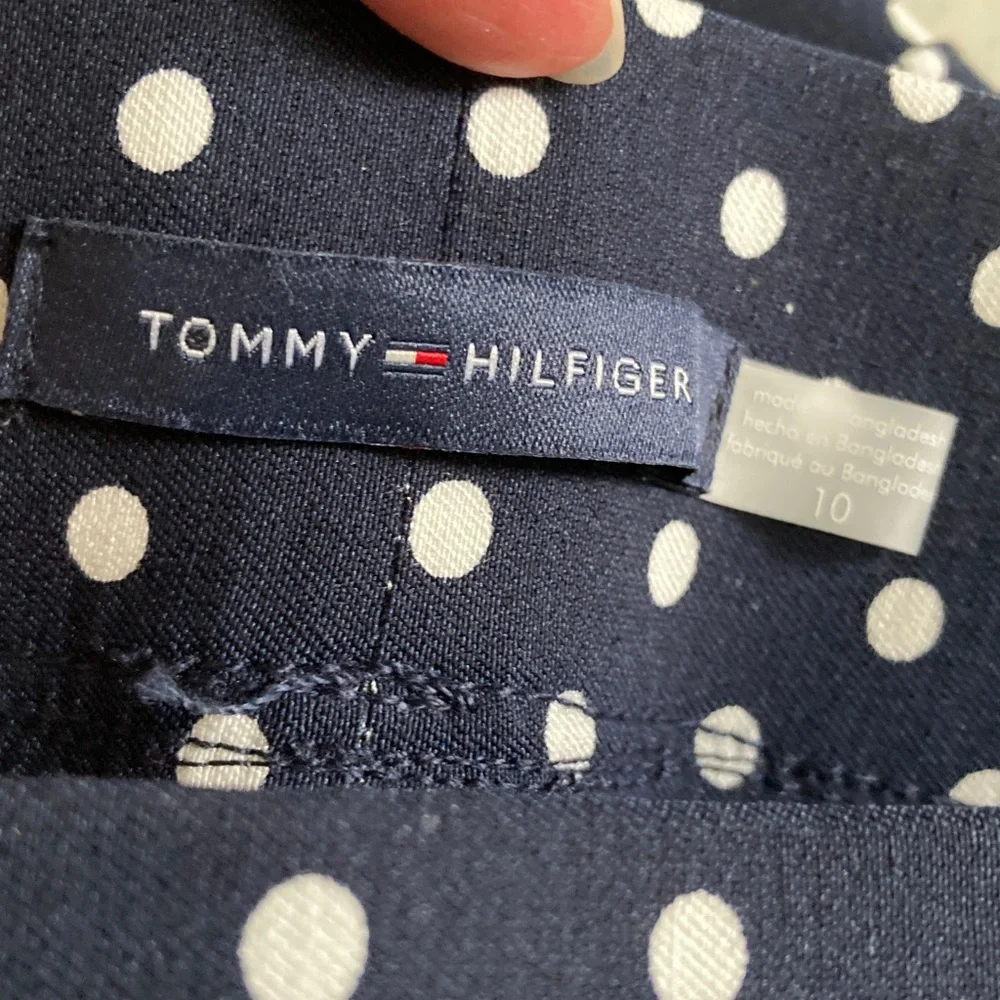 NWOT Tommy Hilfiger Dark Blue Polka Dot Stretch Leggings - Picture 2 of 6